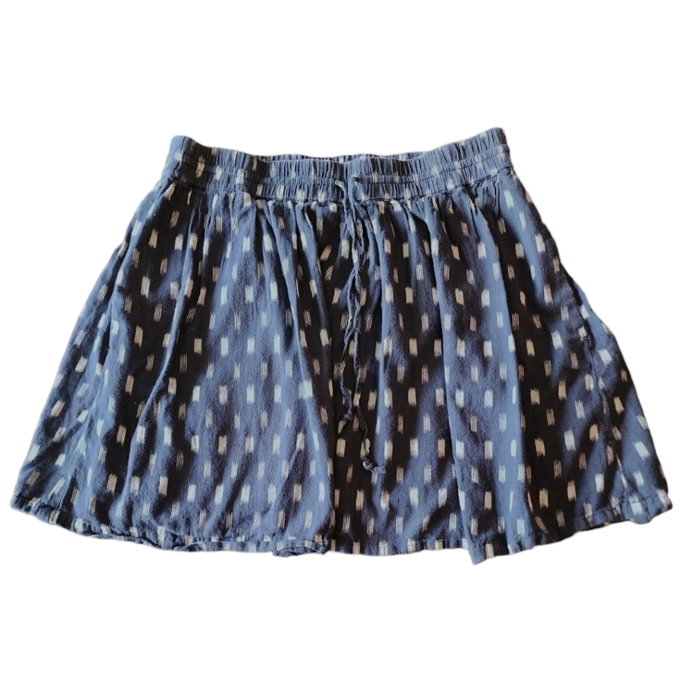 Madewell navy blue and white ikat style print pull on skirt with pockets S - Picture 2 of 11